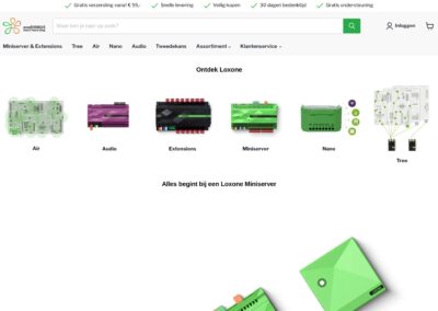 Shopify webshop van oneDOMUS op desktop en mobiel