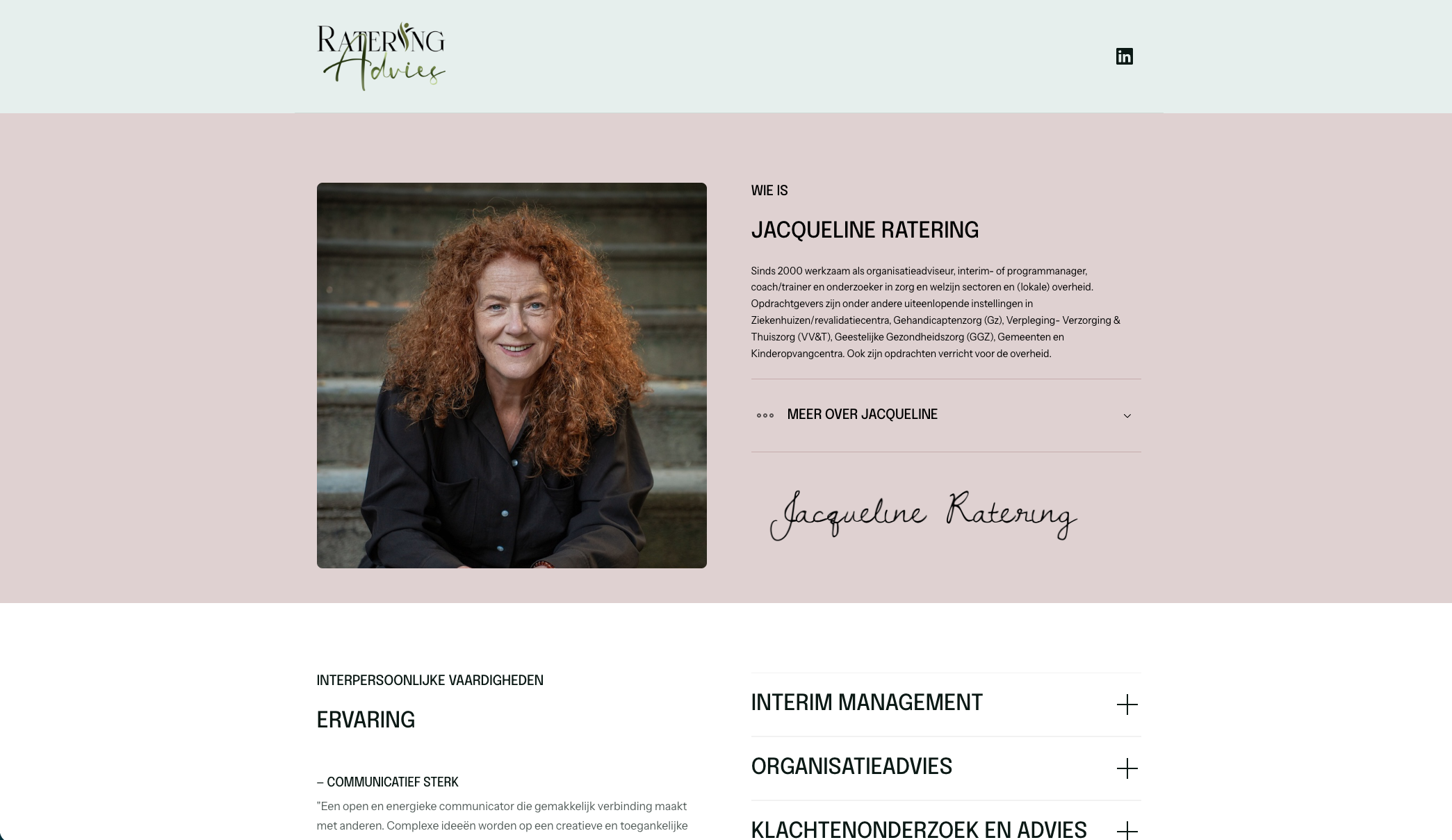 Onepage website van Ratering Advies op desktop en mobiel